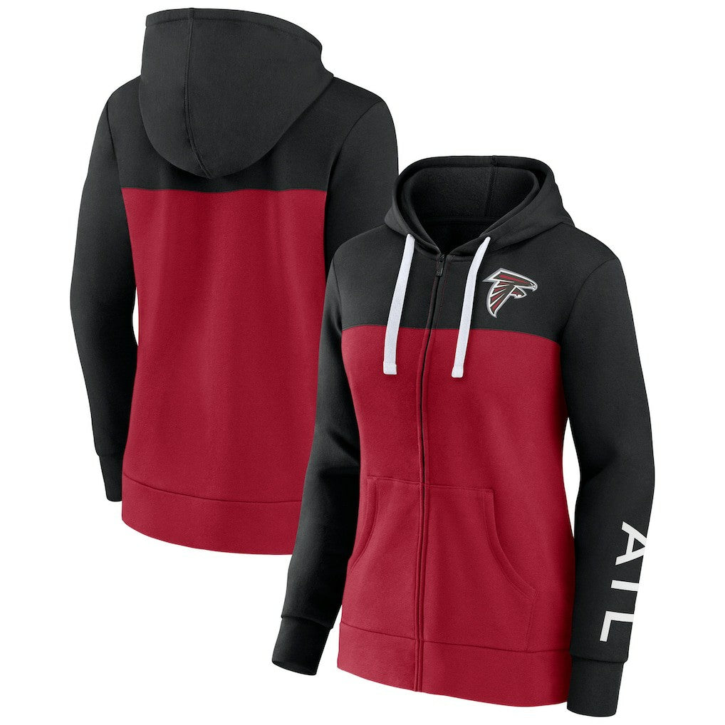 Fanatics Atlanta Falcons Women's Take The Field Color Block Full-Zip Hoodie Black/Red
