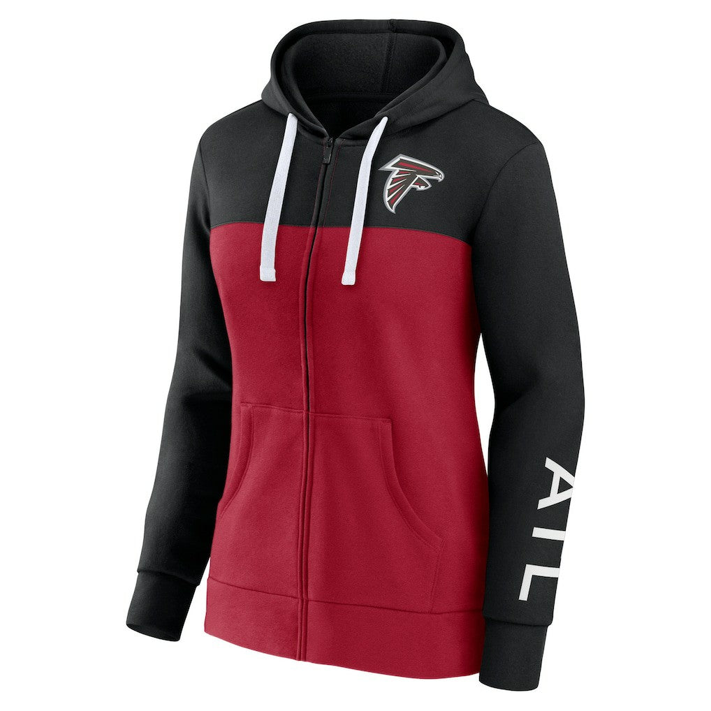 Fanatics Atlanta Falcons Women's Take The Field Color Block Full-Zip Hoodie Black/Red
