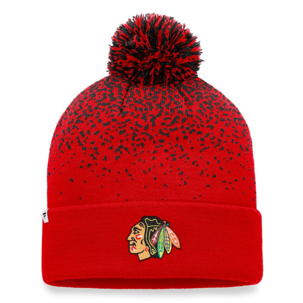 Chicago Blackhawks Fanatics Iconic Gradient Cuffed Knit Hat with Pom - Red - NHL 4630223