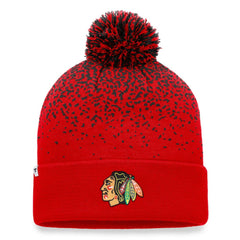 Chicago Blackhawks Fanatics Iconic Gradient Cuffed Knit Hat with Pom - Red - NHL 4630223