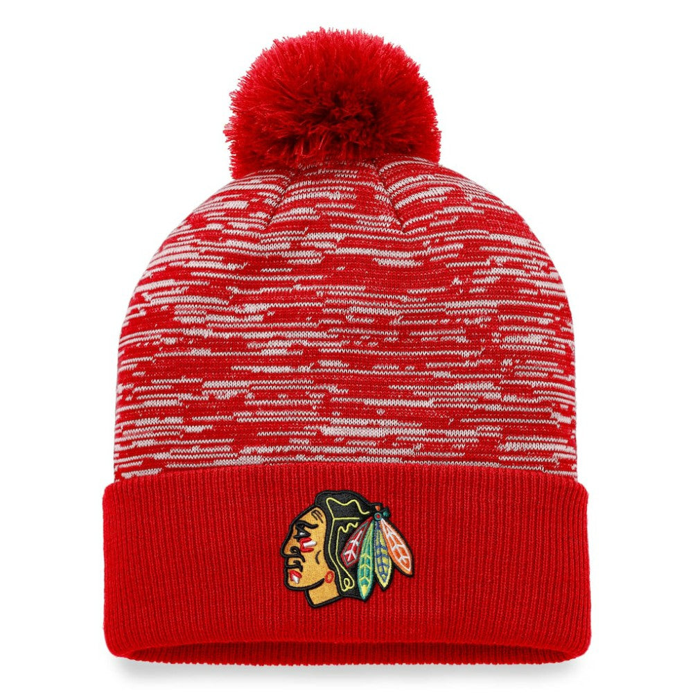 Chicago Blackhawks Fanatics Defender Cuffed Knit Hat with Pom - Red - NHL 4630298