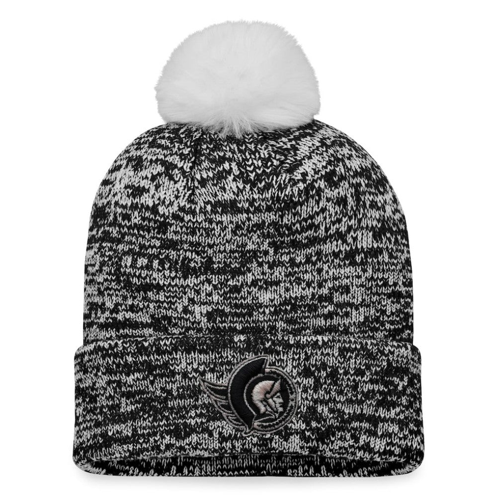 Ottawa Senators Fanatics Women's Glimmer Cuffed Knit Hat with Pom - Black - NHL 4630457
