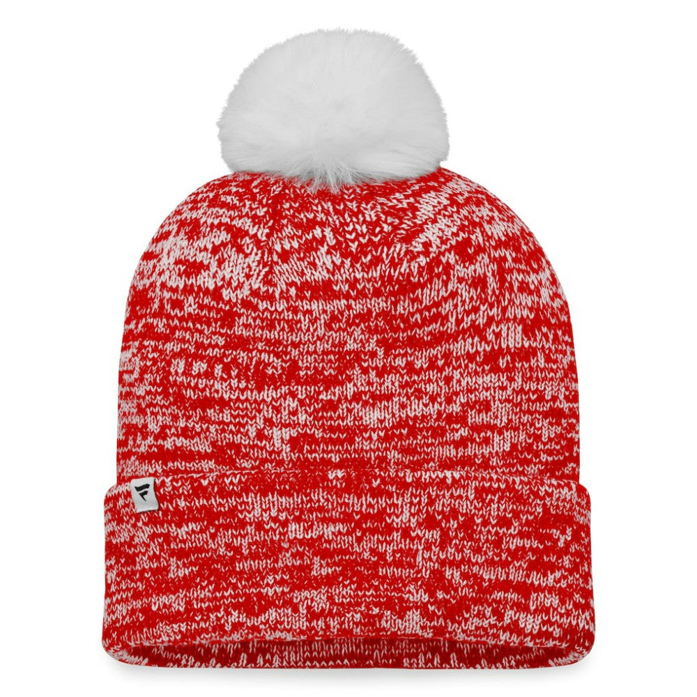 Chicago Blackhawks Fanatics Women's Glimmer Cuffed Knit Hat with Pom - Red - NHL 4630463