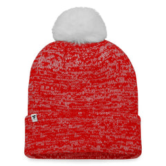 Calgary Flames Fanatics Women's Glimmer Cuffed Knit Hat with Pom - Red - NHL 4630465