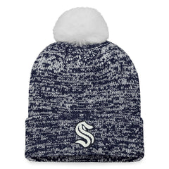 Seattle Kraken Fanatics Women's Glimmer Cuffed Knit Hat with Pom - Deep Sea Blue - NHL 4630481