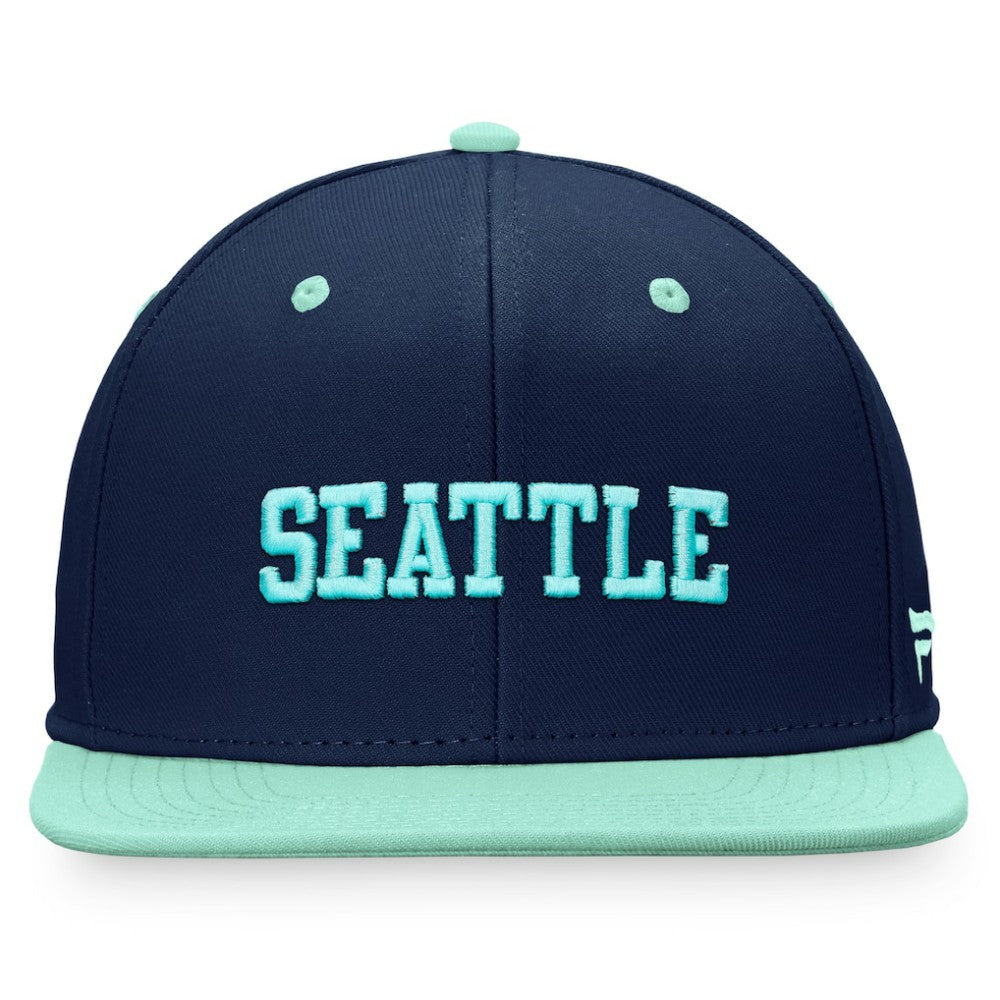 Seattle Kraken Fanatics Heritage City Two-Tone Snapback Hat - Deep Sea Blue/Light Blue - NHL 4631511