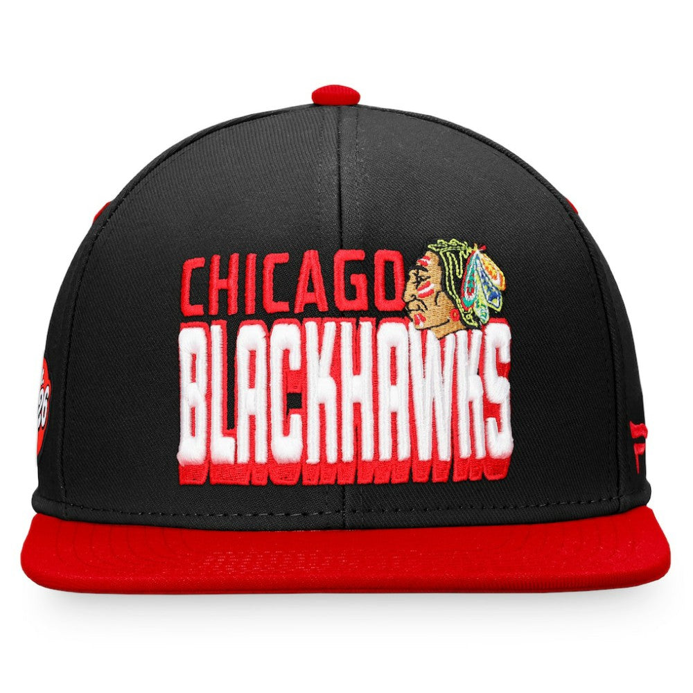 Chicago Blackhawks Fanatics Heritage Retro Two-Tone Snapback Hat - Black/Red - NHL 4631526