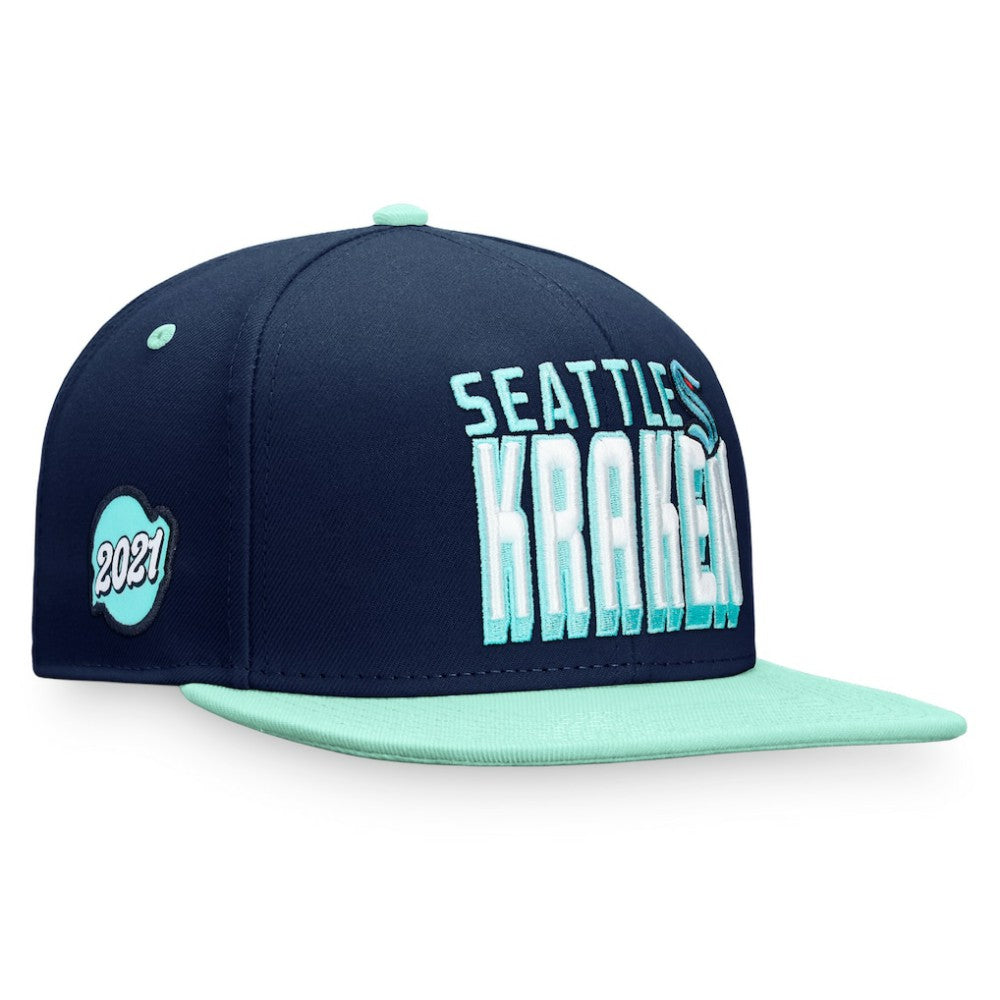 Seattle Kraken Fanatics Heritage Retro Two-Tone Snapback Hat - Navy/Blue - NHL 4631561