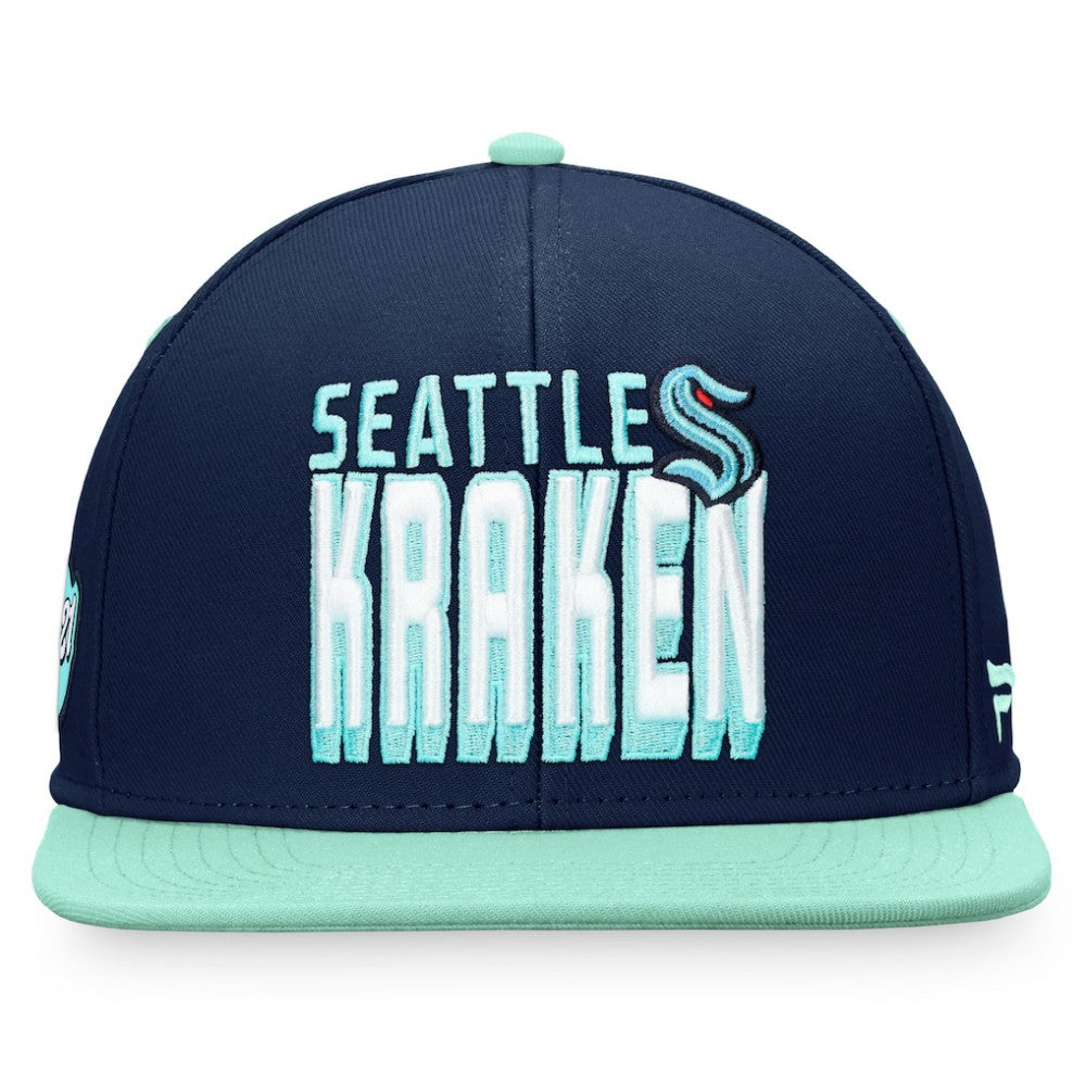 Seattle Kraken Fanatics Heritage Retro Two-Tone Snapback Hat - Navy/Blue - NHL 4631561