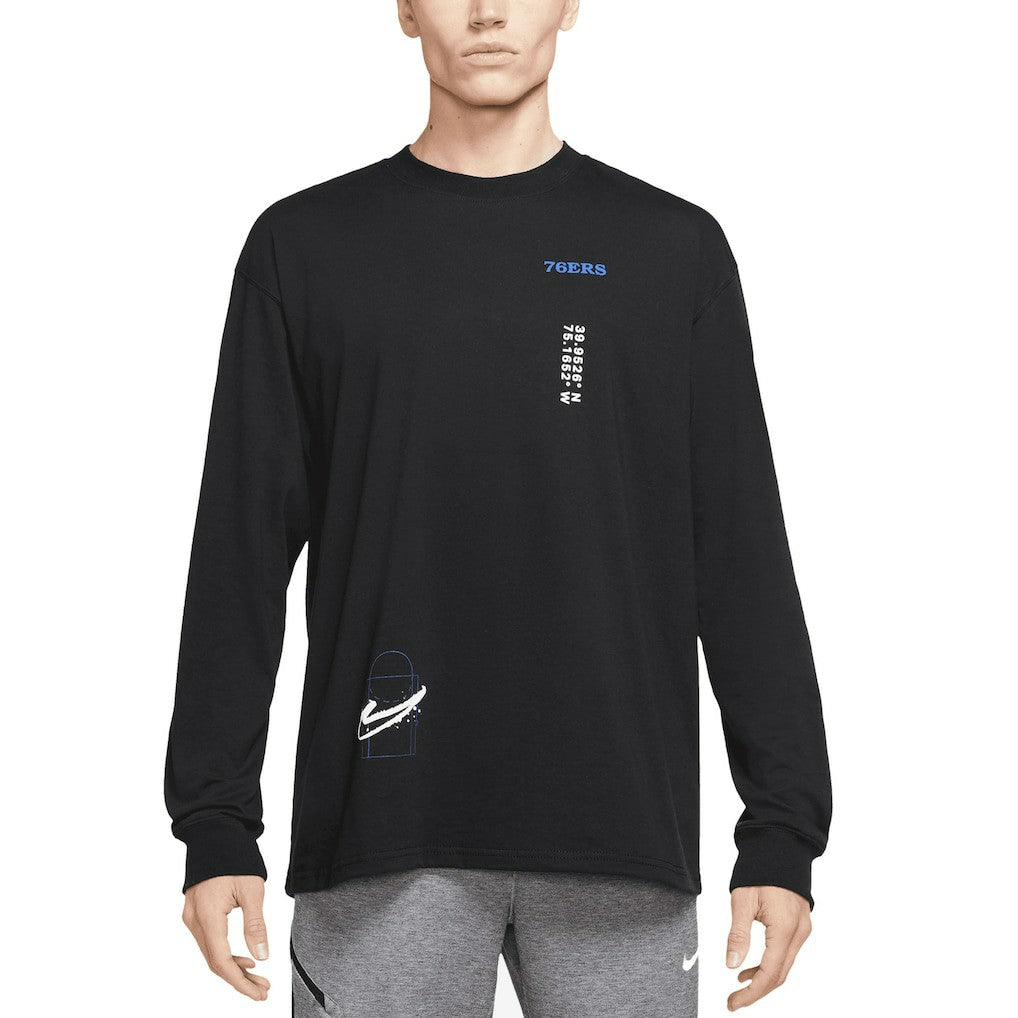 Philadelphia 76ers Courtside Established City Max90 Long Sleeve T-Shirt Black | Nike online