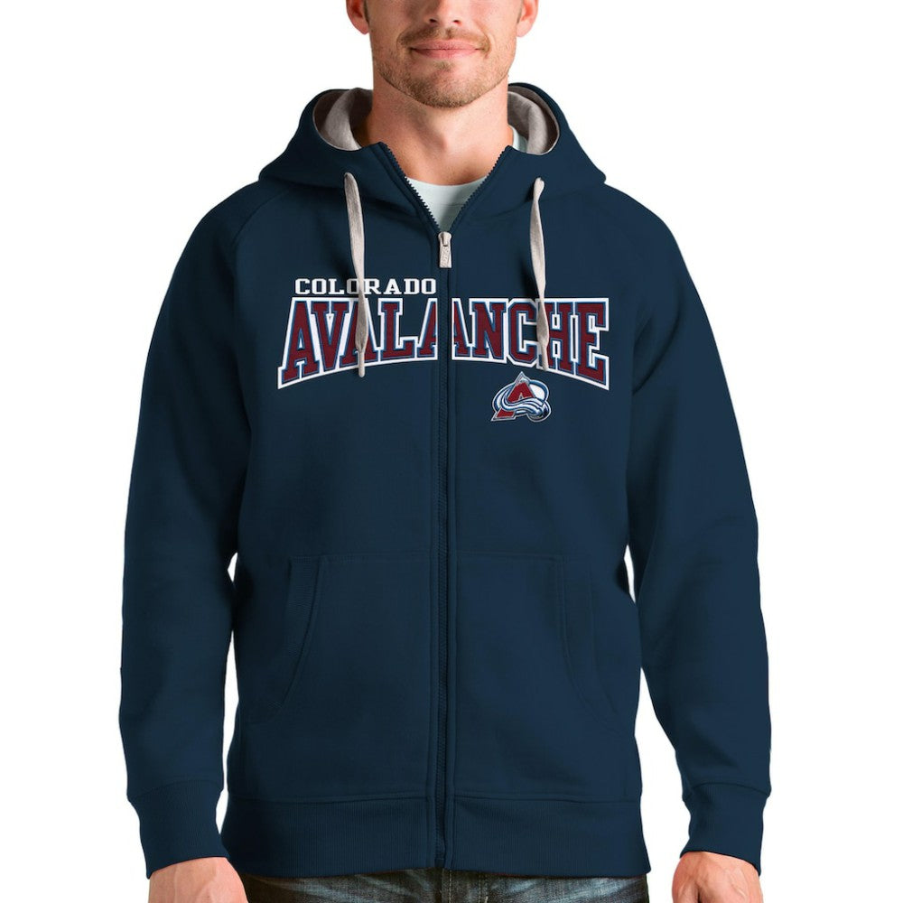Colorado Avalanche Antigua Wordmark Victory Full-Zip Hoodie - Navy - NHL 4636866