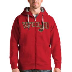 Minnesota Wild Antigua Wordmark Victory Full-Zip Hoodie - Red - NHL 4636906