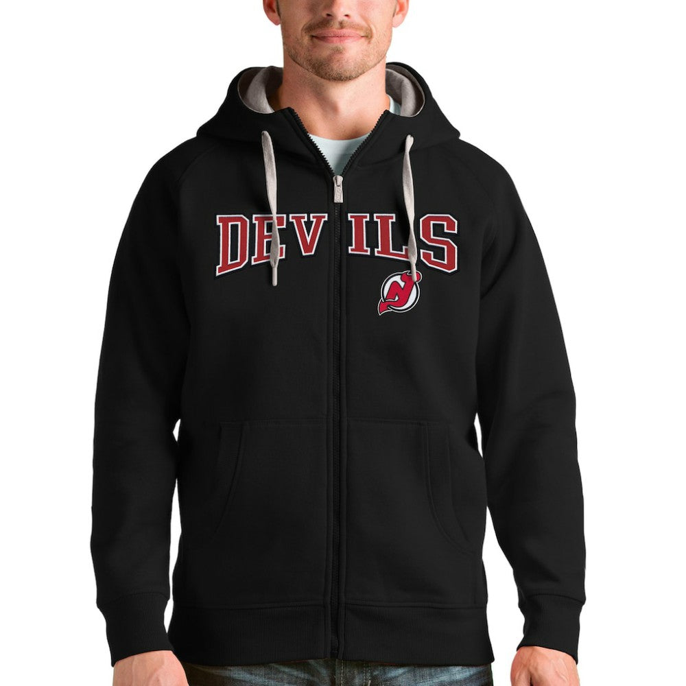 New Jersey Devils Antigua Wordmark Victory Full-Zip Hoodie - Black - NHL 4636921