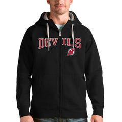 New Jersey Devils Antigua Wordmark Victory Full-Zip Hoodie - Black - NHL 4636921