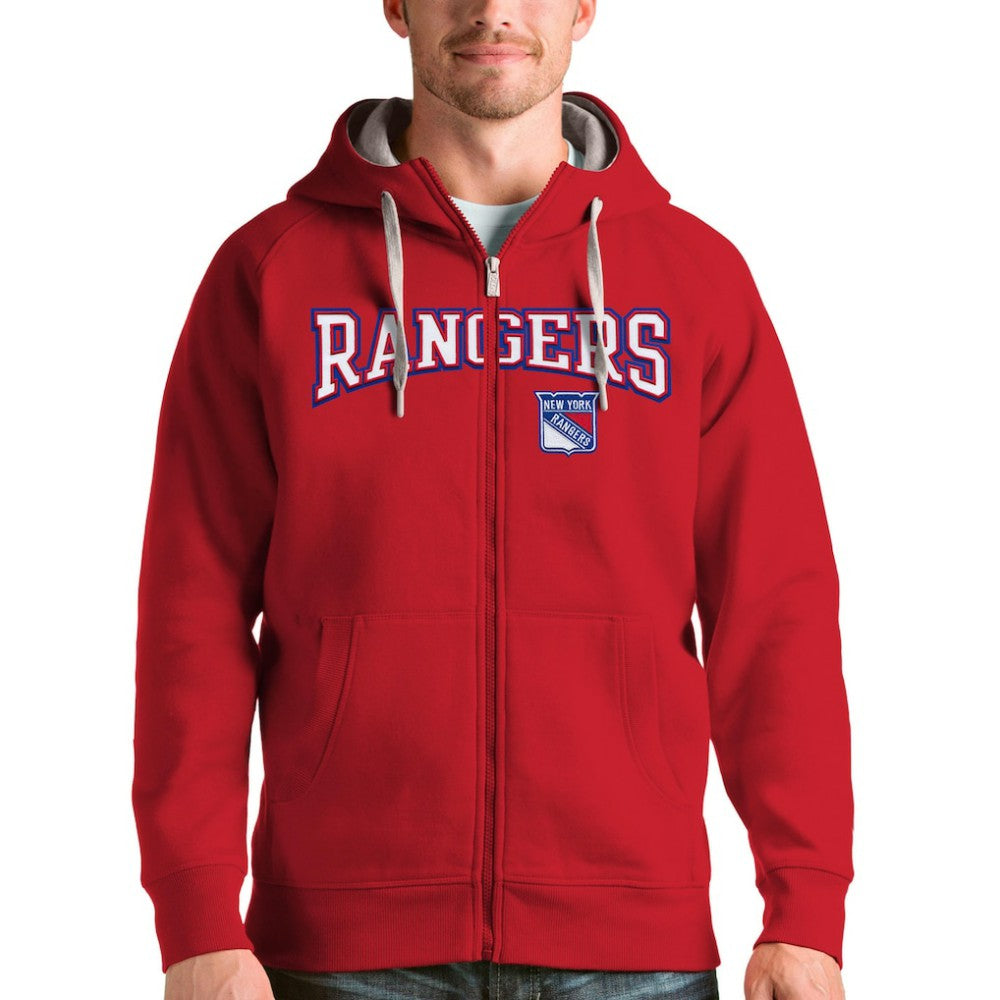 New York Rangers Antigua Wordmark Victory Full-Zip Hoodie - Red - NHL 4636937
