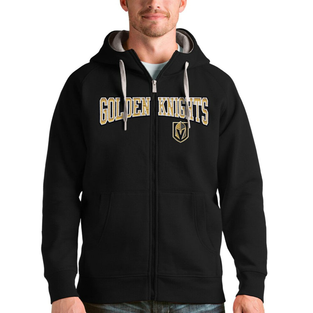 Vegas Golden Knights Antigua Wordmark Victory Full-Zip Hoodie - Black - NHL 4636988
