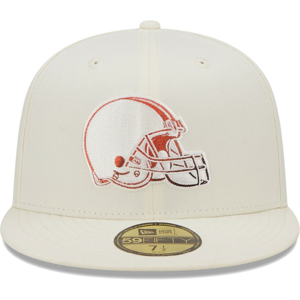 Cleveland Browns New Era Chrome Color Dim 59FIFTY Fitted Hat Cream