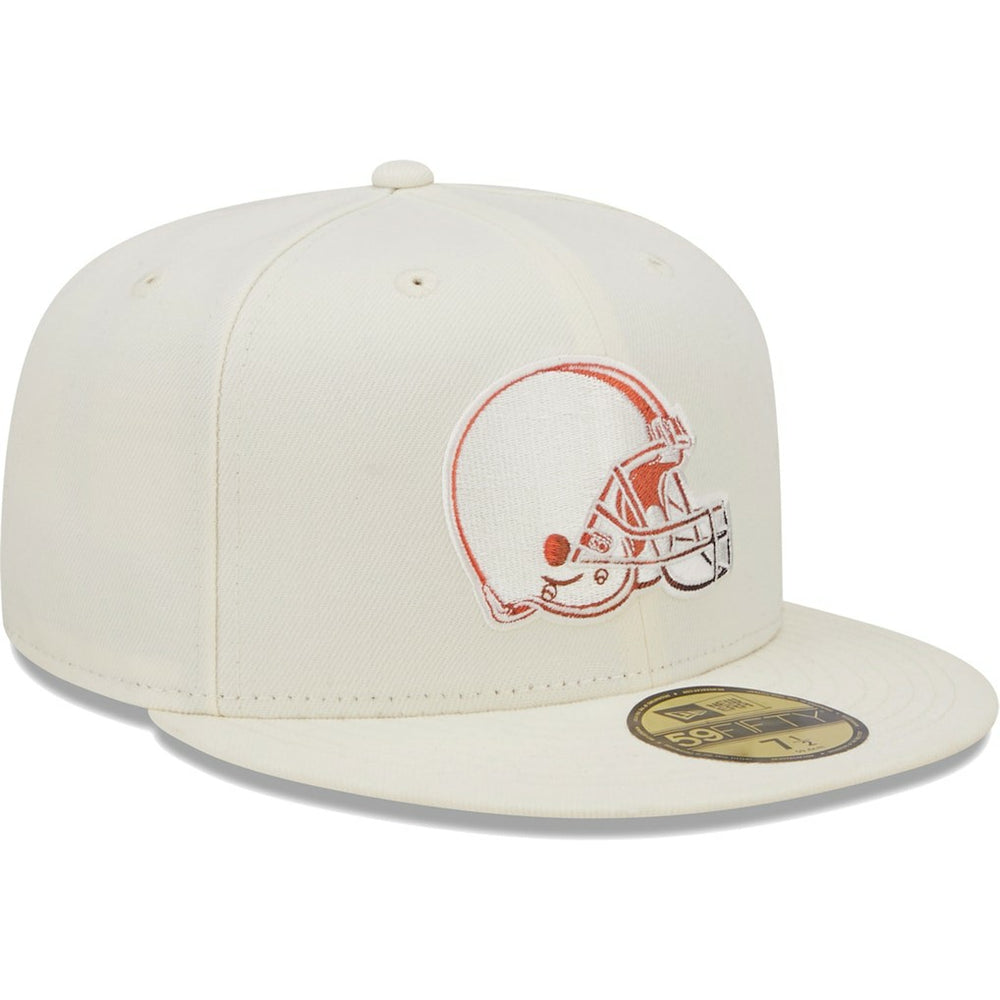 Cleveland Browns New Era Chrome Color Dim 59FIFTY Fitted Hat Cream