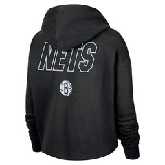 Brooklyn Nets Women's Courtside Cropped Pullover Hoodie Black | Nike Near Me