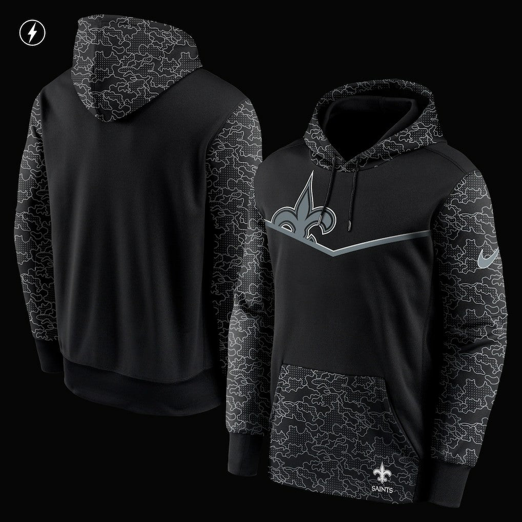 Nike New Orleans Saints RFLCTV Chevron Pullover Hoodie Black