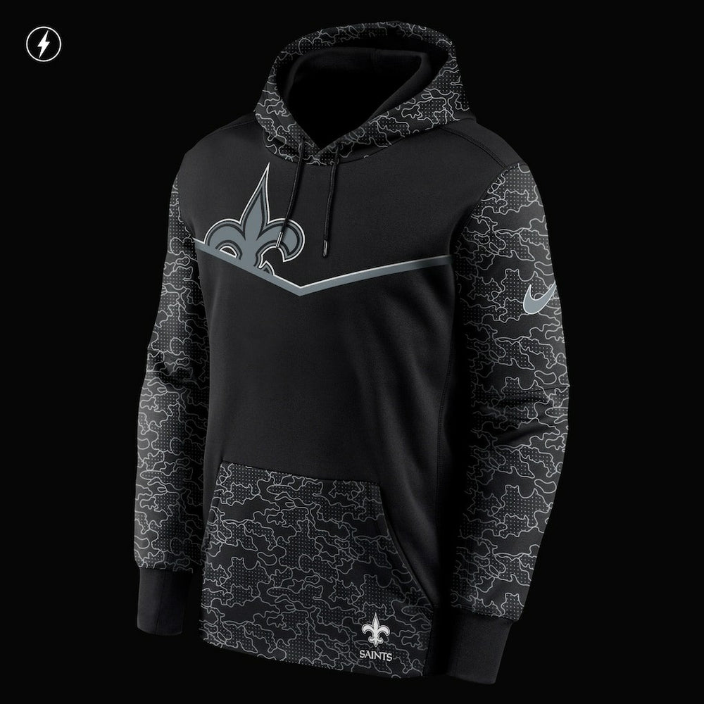Nike New Orleans Saints RFLCTV Chevron Pullover Hoodie Black