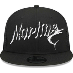 Miami Marlins New Era Street Trucker 9FIFTY Snapback Hat - Black - New Era Discount