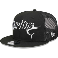 Miami Marlins New Era Street Trucker 9FIFTY Snapback Hat - Black - New Era Discount