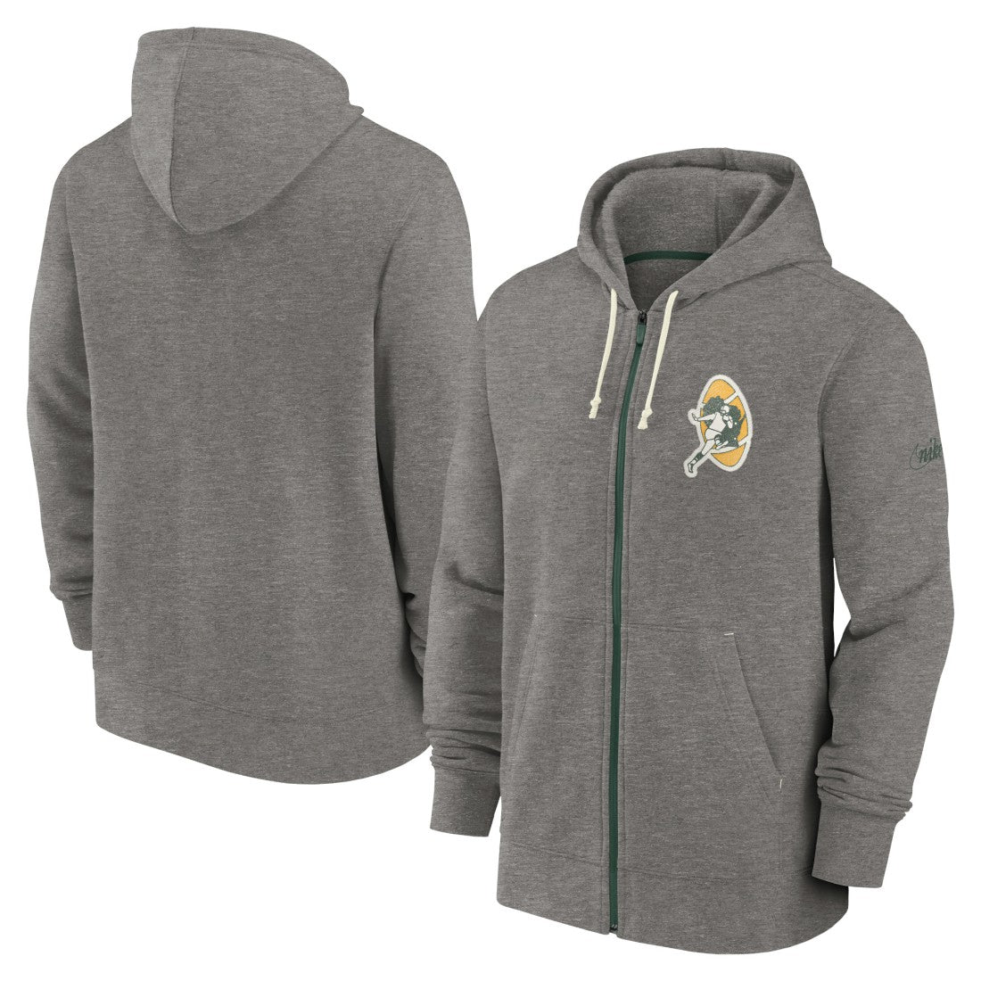 Nike Green Bay Packers Historic Lifestyle Full-Zip Hoodie Heather Charcoal