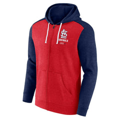St. Louis Cardinals Fanatics Blown Away Full-Zip Hoodie - Heathered Red/Heathered Navy - Fanatics Discount