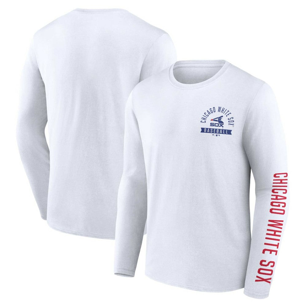 Chicago White Sox Fanatics Pressbox Long Sleeve T-Shirt - White - Fanatics on Sale