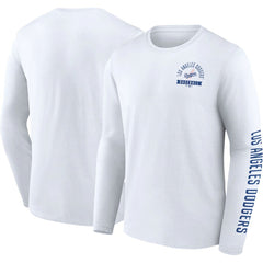 Los Angeles Dodgers Fanatics Pressbox Long Sleeve T-Shirt - White - Fanatics Online