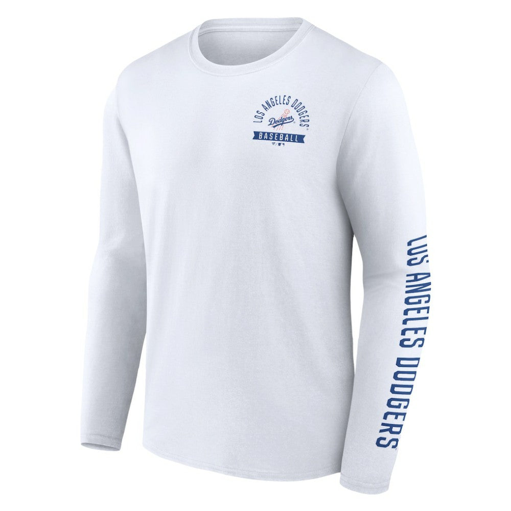 Los Angeles Dodgers Fanatics Pressbox Long Sleeve T-Shirt - White - Fanatics Online