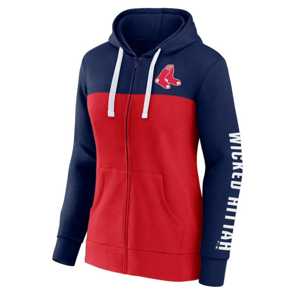 Boston Red Sox Fanatics Women's Take The Field Colorblocked Hoodie Full-Zip Jacket - Navy/Red - Fanatics Sale