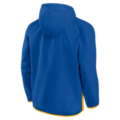 St. Louis Blues Fanatics Backhand Shooter Defender Anorak Raglan Hoodie Quarter-Zip Jacket - Blue/Gold - NHL 4641654