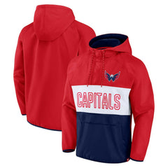 Washington Capitals Fanatics Backhand Shooter Defender Anorak Raglan Hoodie Quarter-Zip Jacket - Red/Navy - NHL 4641664