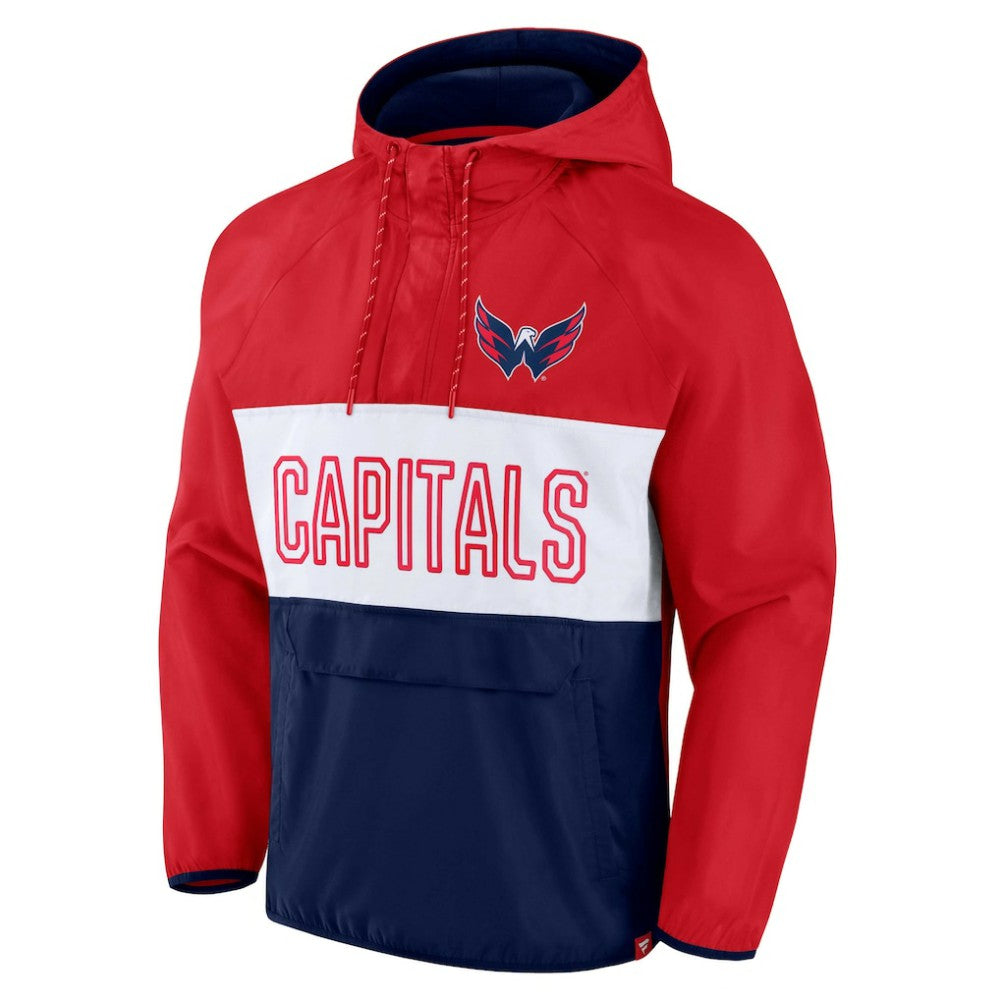 Washington Capitals Fanatics Backhand Shooter Defender Anorak Raglan Hoodie Quarter-Zip Jacket - Red/Navy - NHL 4641664
