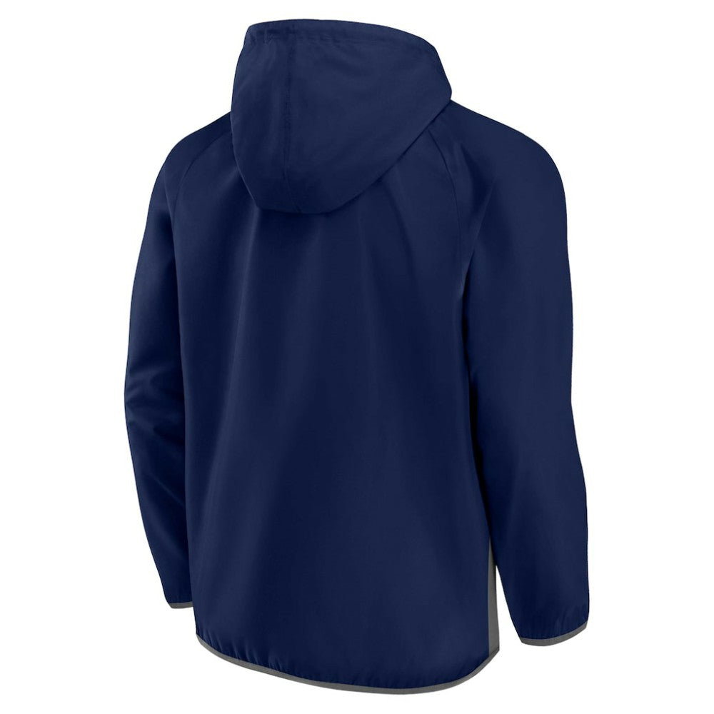 Seattle Kraken Fanatics Backhand Shooter Defender Anorak Raglan Hoodie Quarter-Zip Jacket - Deep Sea Blue/Gray - NHL 4641672