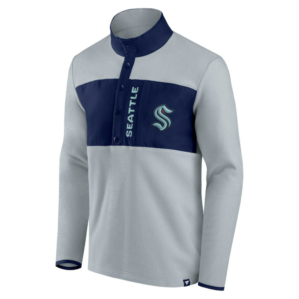 Seattle Kraken Fanatics Hockey Polar Fleece Quarter-Snap Jacket - Gray/Navy - NHL 4641757