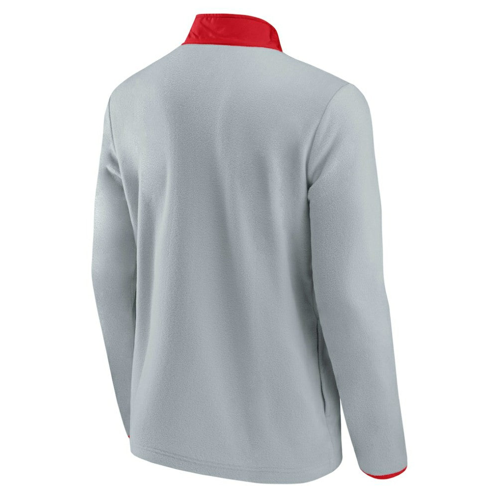 Chicago Blackhawks Fanatics Hockey Polar Fleece Quarter-Snap Jacket - Gray/Red - NHL 4641759