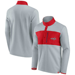 Washington Capitals Fanatics Hockey Polar Fleece Quarter-Snap Jacket - Gray/Red - NHL 4641763