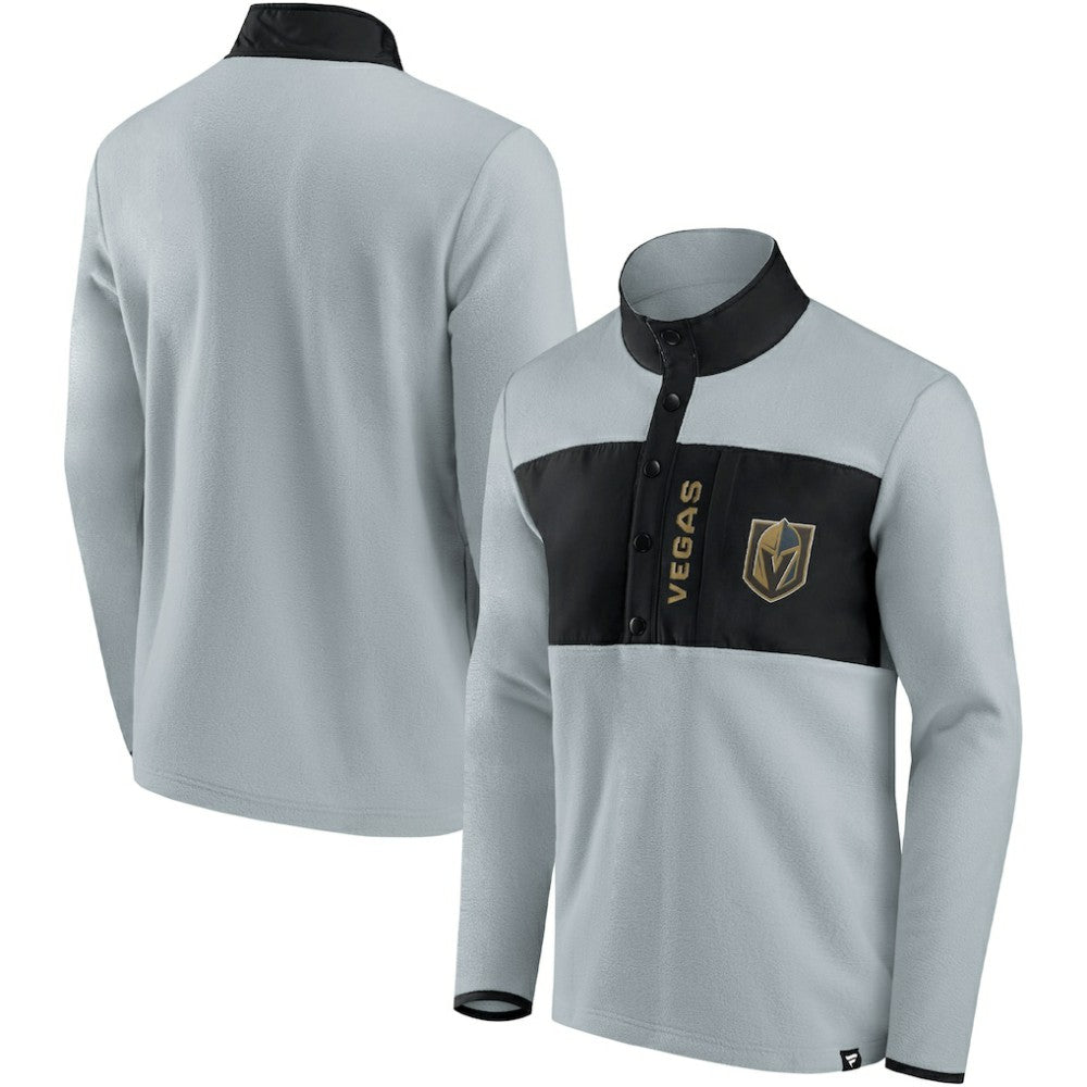 Vegas Golden Knights Fanatics Hockey Polar Fleece Quarter-Snap Jacket - Gray/Black - NHL 4641778
