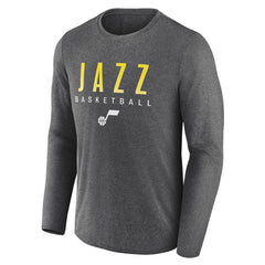 Utah Jazz Where Legends Play Iconic Practice Long Sleeve T-Shirt Heather Charcoal | Fanatics Near Me