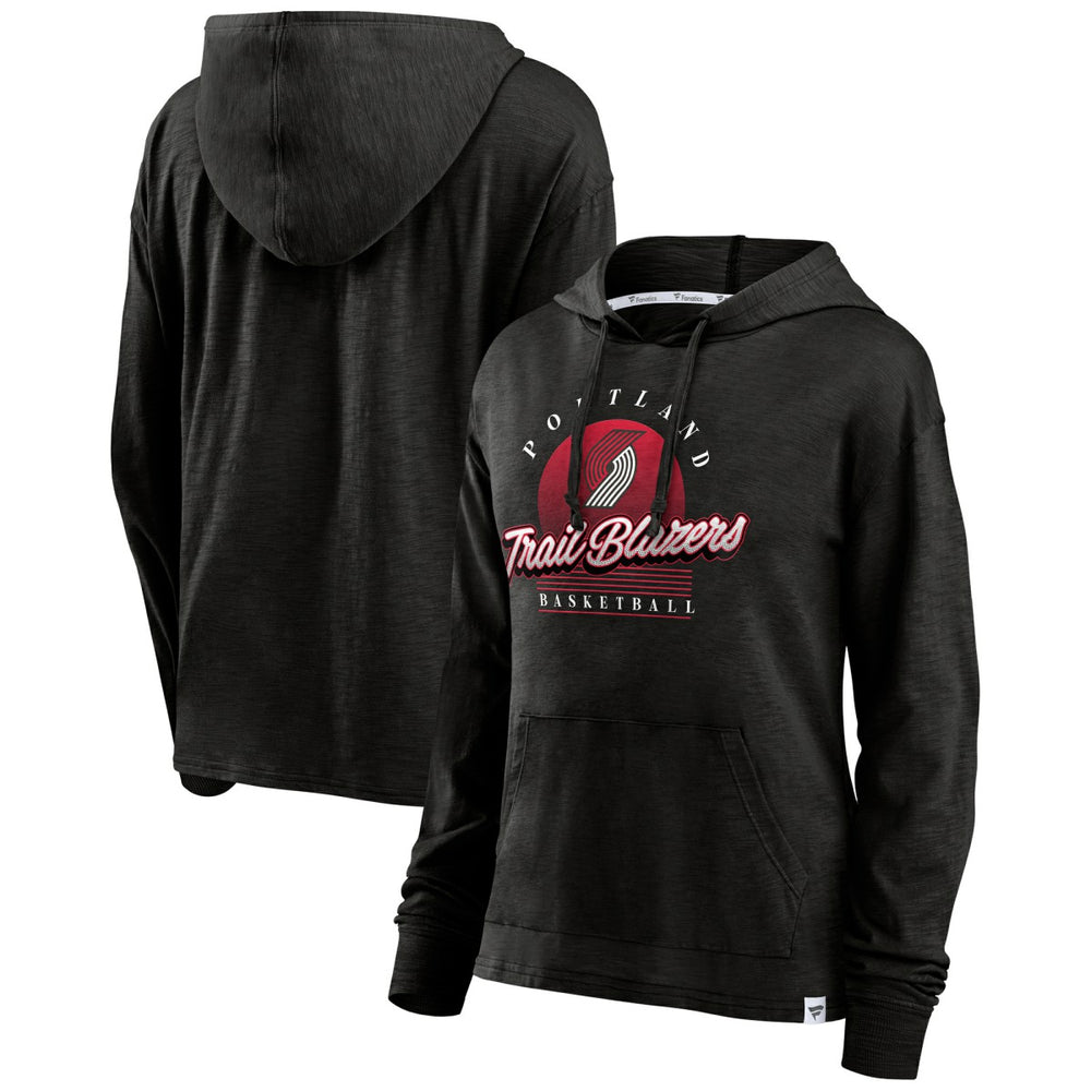 Portland Trail Blazers Women's Full Steam Slub Hoodie T-Shirt Black | Fanatics
