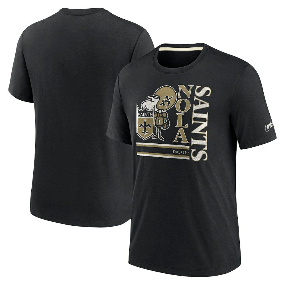 Nike New Orleans Saints Wordmark Logo Tri-Blend T-Shirt Black