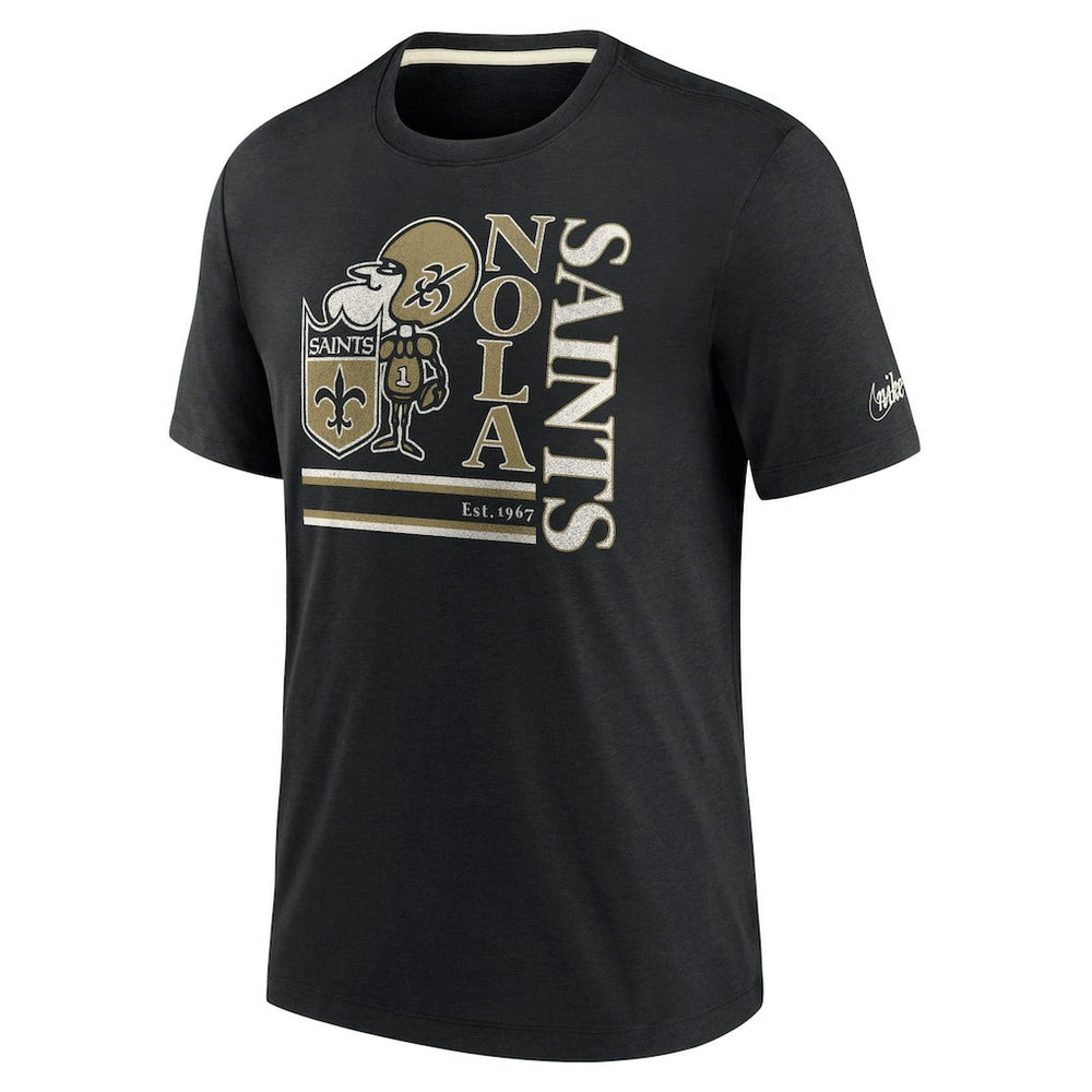Nike New Orleans Saints Wordmark Logo Tri-Blend T-Shirt Black