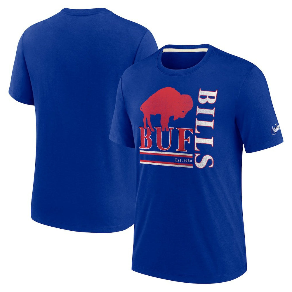 Nike Buffalo Bills Wordmark Logo Tri-Blend T-Shirt Royal