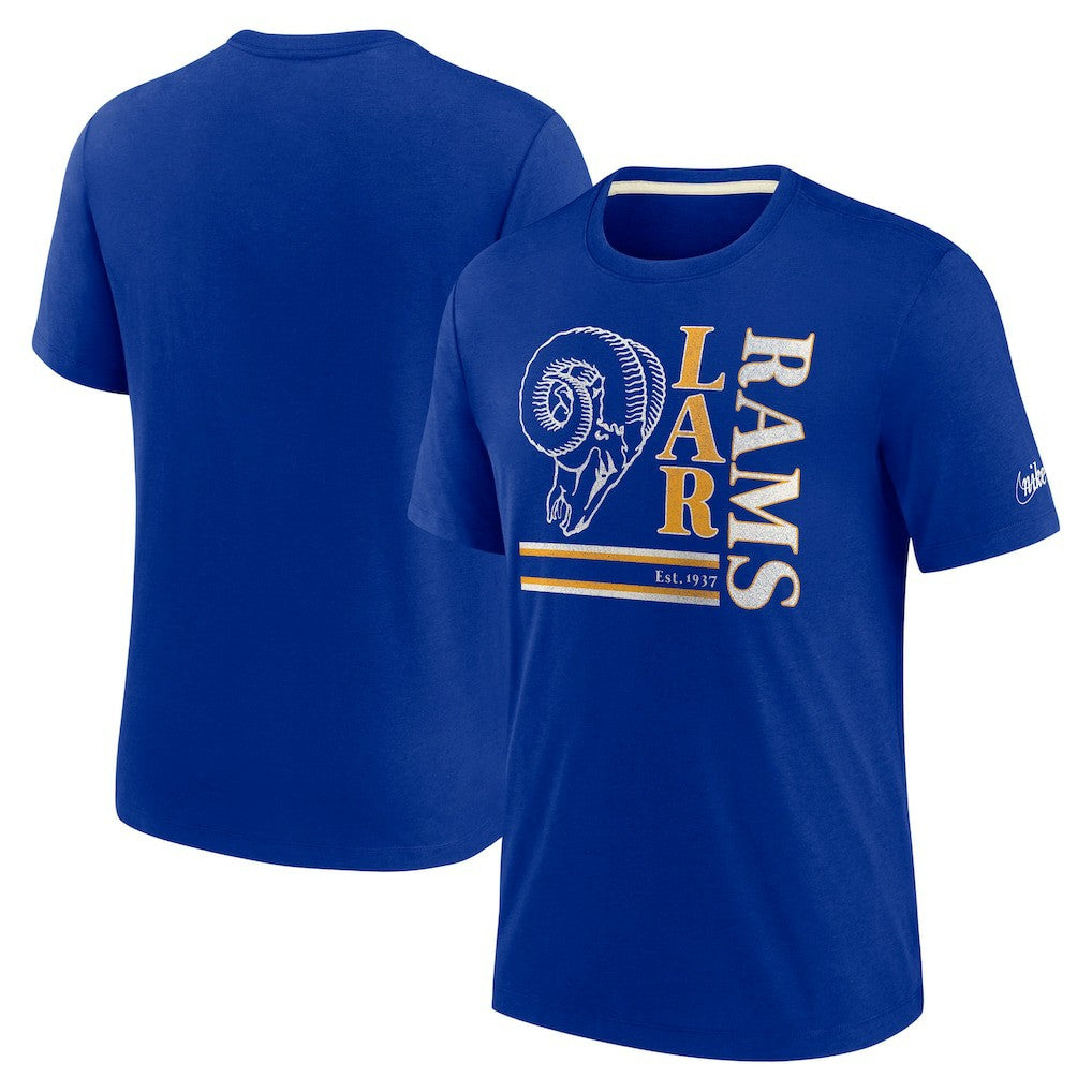 Nike Los Angeles Rams Wordmark Logo Tri-Blend T-Shirt Royal
