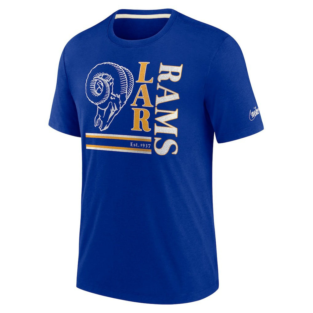 Nike Los Angeles Rams Wordmark Logo Tri-Blend T-Shirt Royal