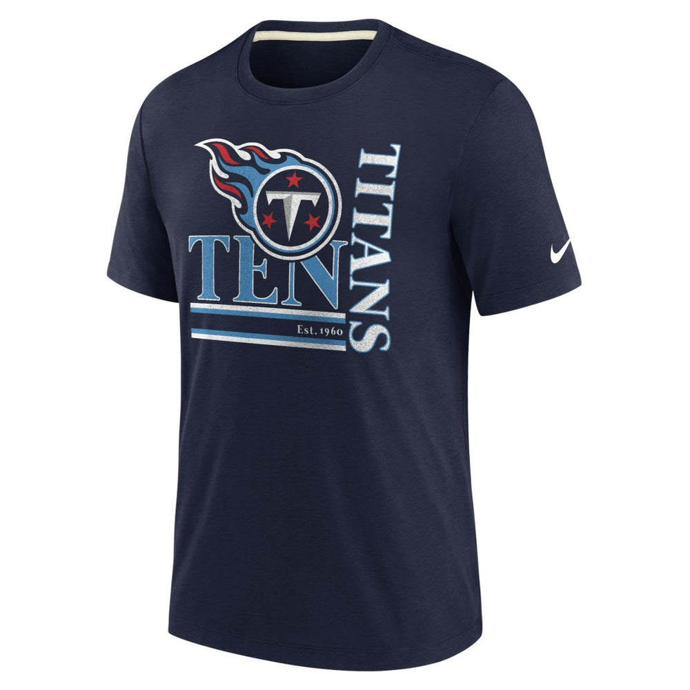 Nike Tennessee Titans Wordmark Logo Tri-Blend T-Shirt Navy