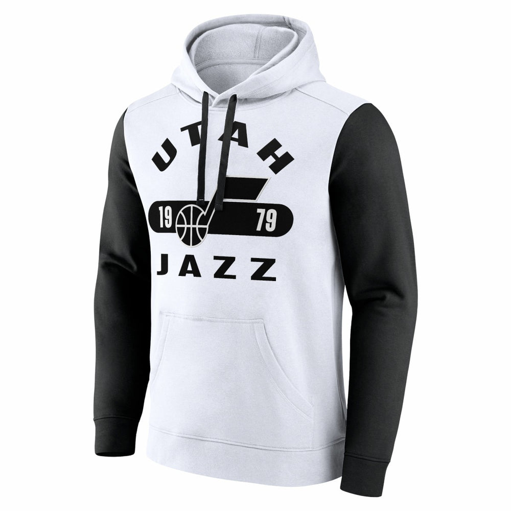 Utah Jazz Attack Colorblock Pullover Hoodie White/Black | Fanatics outlet